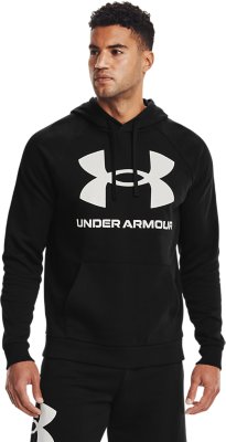 New Mens Under Armour UA Rival Fleece Logo Hoodie Pullover Casual Gym Black Ltd